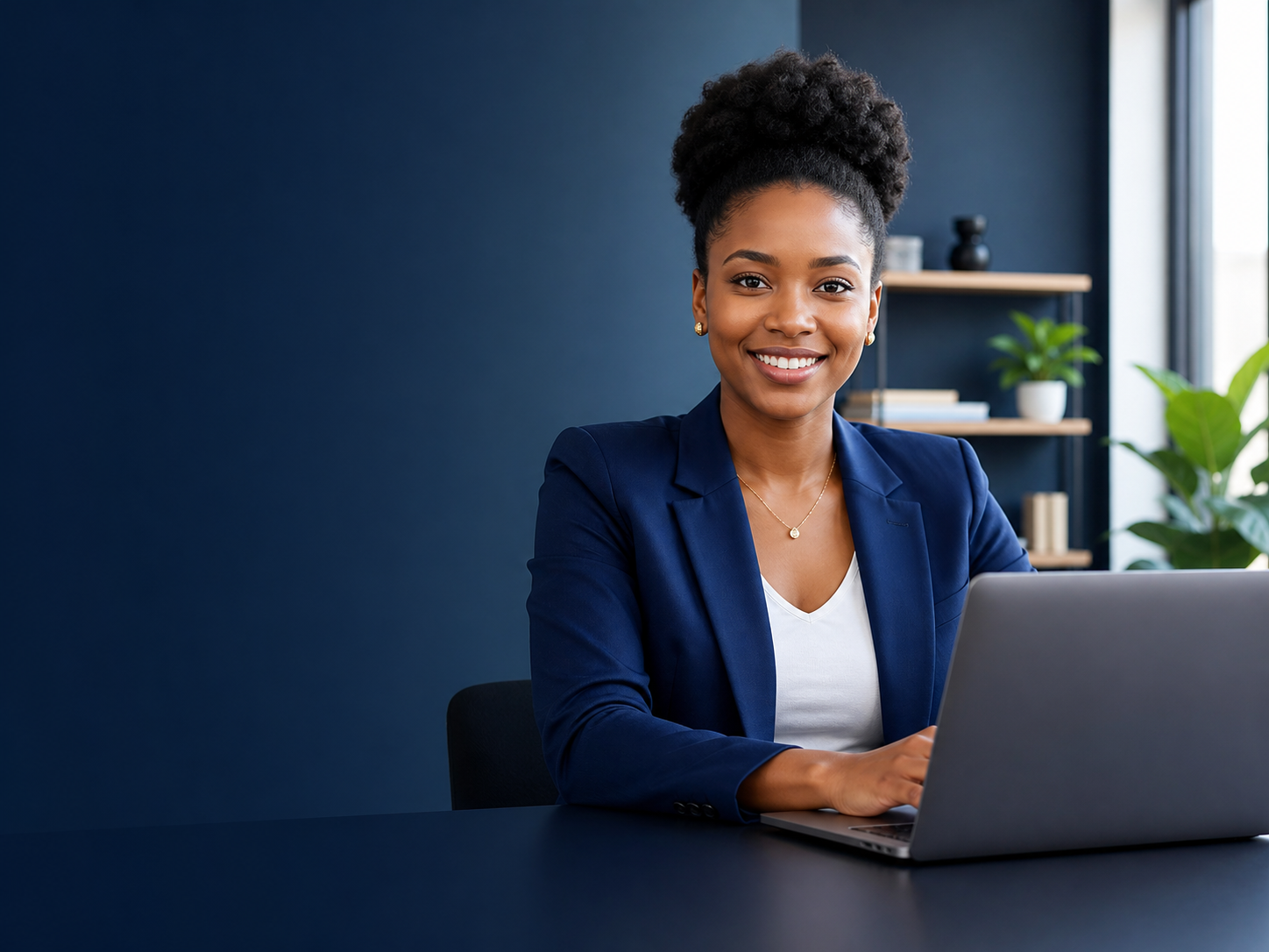 Femme africaine travaillant sur un ordinateur portable